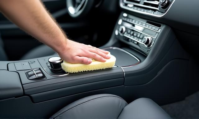 Detailed interior cleaning of a luxury car