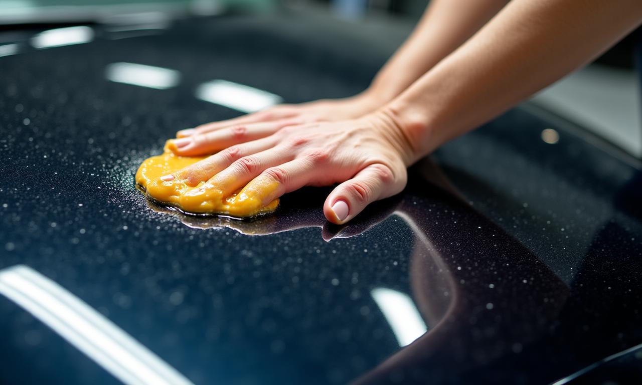 Close up of a professional car detailing process in London